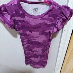 Little Sleepies 3T PLAY Purple Camouflage Ruffle Sleeve tee